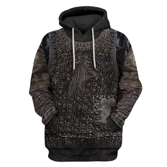  Viking Hoodie Viking King Ragnar Lodbrok Costume 3d Black Hoodie Full Size Full Print