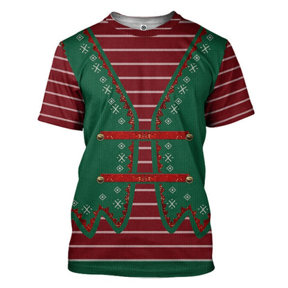 Christmas Elf Shirt Christmas Elf Striped Red Green Hoodie Elf Hoodie