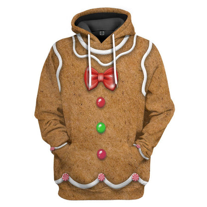  Halloween Hoodie Gingerbread Costume Brown Hoodie Adult Full Print Full Size Halloween Costume