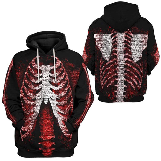 Halloween Hoodie Halloween Skeleton Costume Red Black Hoodie Halloween Clothing