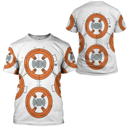  SW T-shirt SW BB8 Robot Costume 3d White Orange T-shirt Hoodie Adult Full Print Unisex