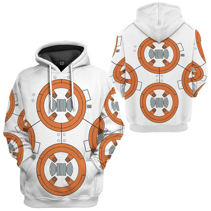  SW T-shirt SW BB8 Robot Costume 3d White Orange T-shirt Hoodie Adult Full Print Unisex