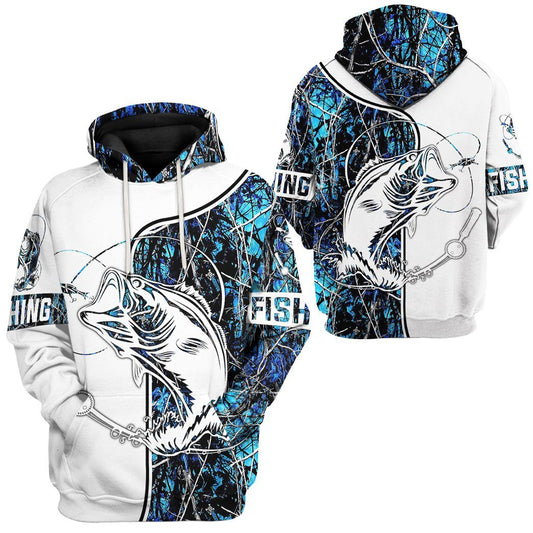 Unifinz Fishing T-shirt Bass Fish Fishing Blue White Hoodie Fishing Hoodie Fishing Apparel 2022