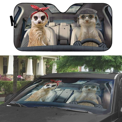  Meerkat Car Sun Shade Meerkats Couple Driving Auto Sun Shade