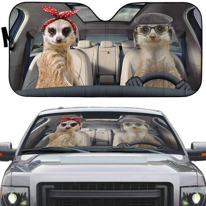  Meerkat Car Sun Shade Meerkats Couple Driving Auto Sun Shade