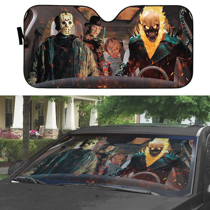  Horror Car Sun Shade Ghost Rider Jason Voorhees Chucky Auto Sun Shade