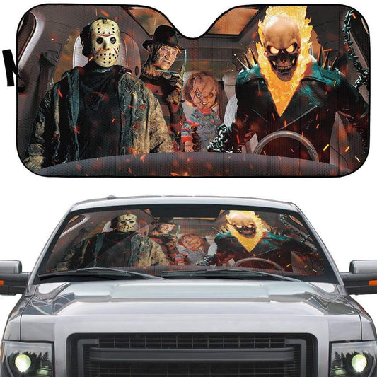  Horror Car Sun Shade Ghost Rider Jason Voorhees Chucky Auto Sun Shade