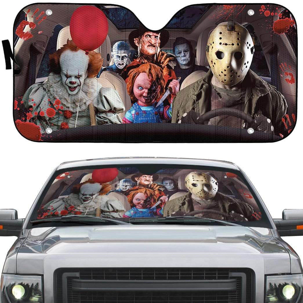 Unifinz Horror Car Sun Shade Pennywise Chucky Jason Voorhees Windshiel