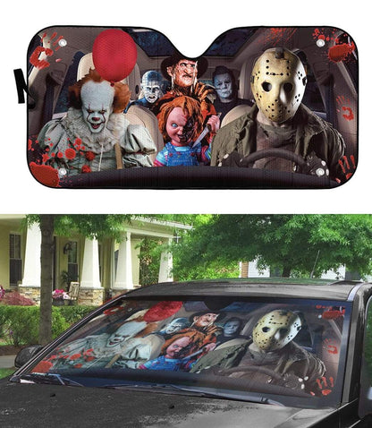  Horror Car Sun Shade Pennywise Chucky Jason Voorhees Auto Sun Shade