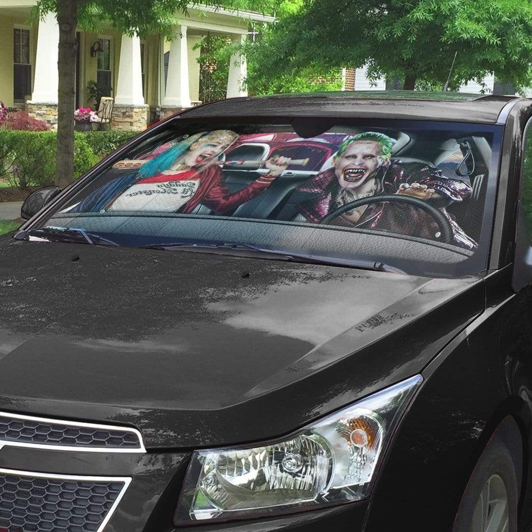  DC Joker And Harley Windshield Sun Shade Joker And Harley Quinn For A Run Car Sun Shade