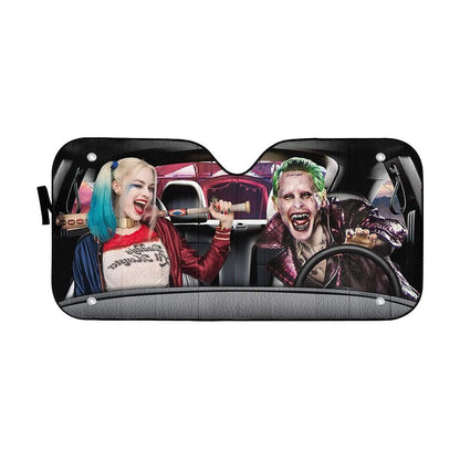  DC Joker And Harley Windshield Sun Shade Joker And Harley Quinn For A Run Car Sun Shade