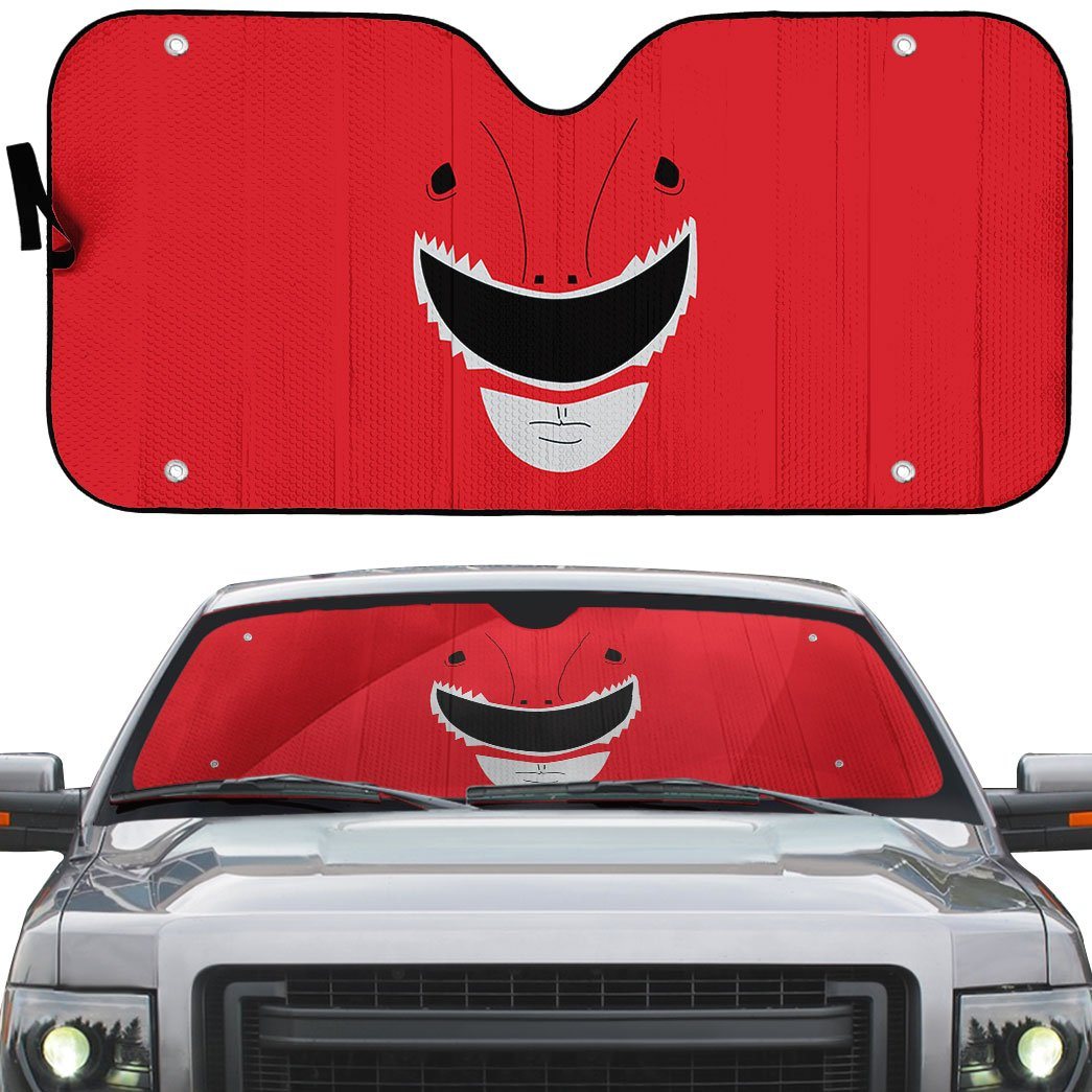 Unifinz Power Ranger Car Sun Shade Mighty Morphin Power Ranger Red Ran