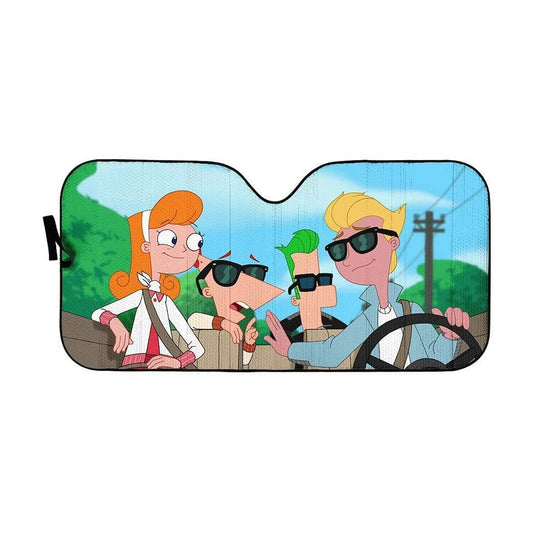 DN Car Sun Shade Phineas And Ferb Characters Windshield Sun Shade