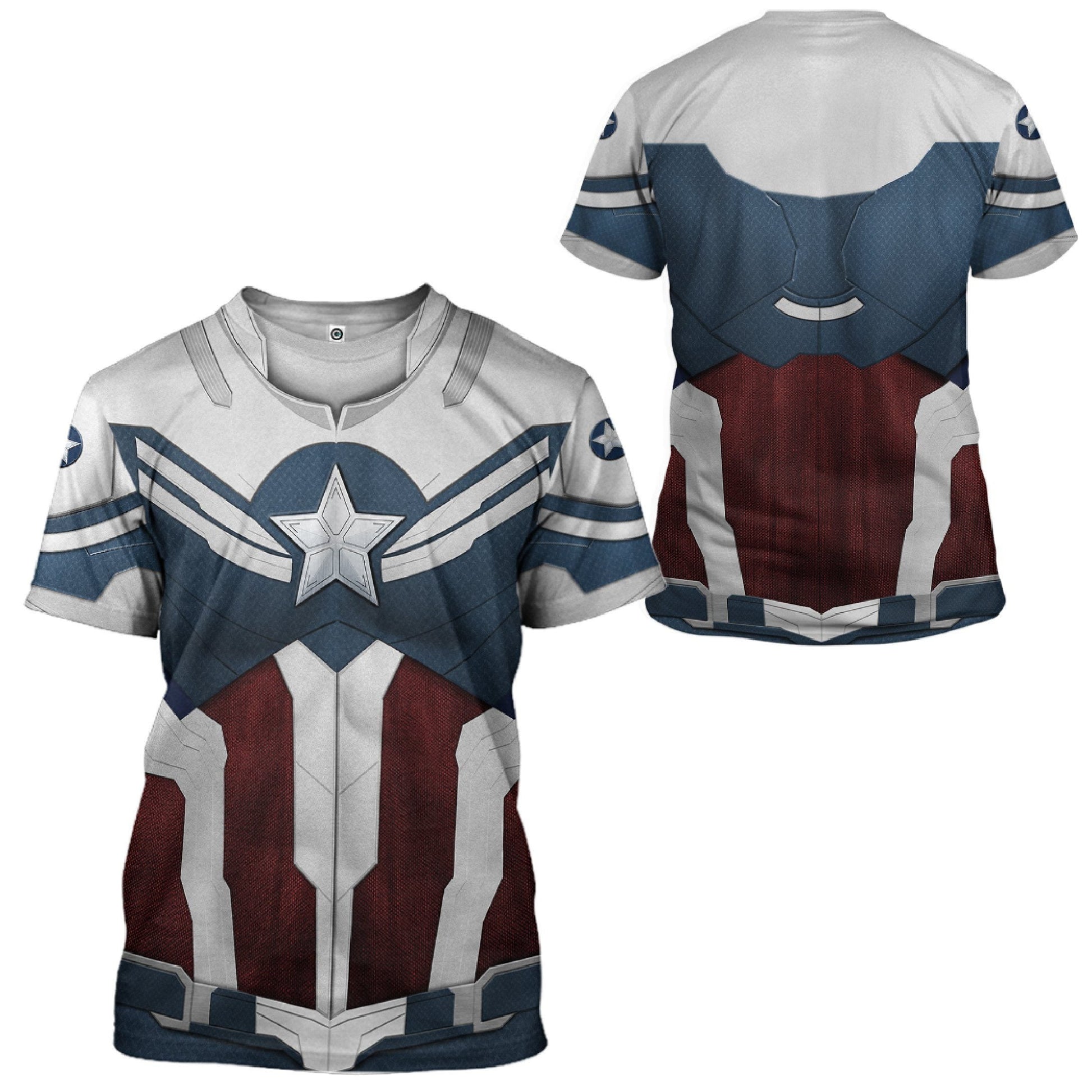 MV Shirt Captain America T-shirt Sam Wilson Captain America Sit Costume White Blue Hoodie MV Hoodie