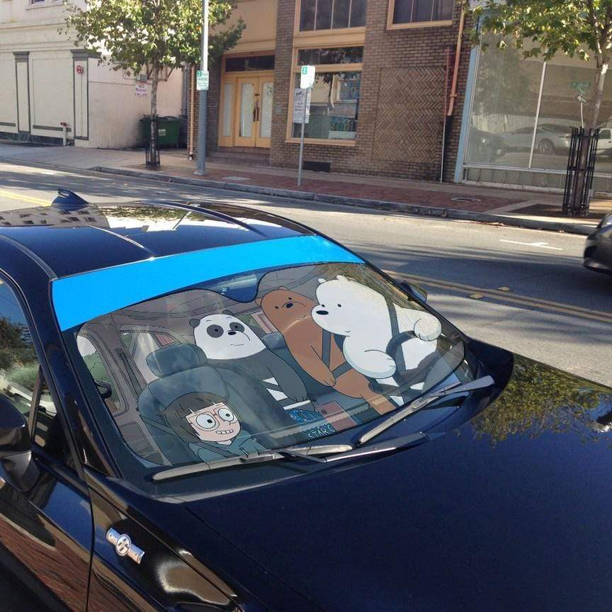  We Bare Bear Car Sun Shade Ice Bear Chloe Park Grizzly Panda Windshield Sun Shade