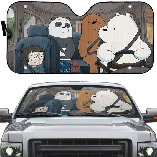  We Bare Bear Car Sun Shade Ice Bear Chloe Park Grizzly Panda Windshield Sun Shade