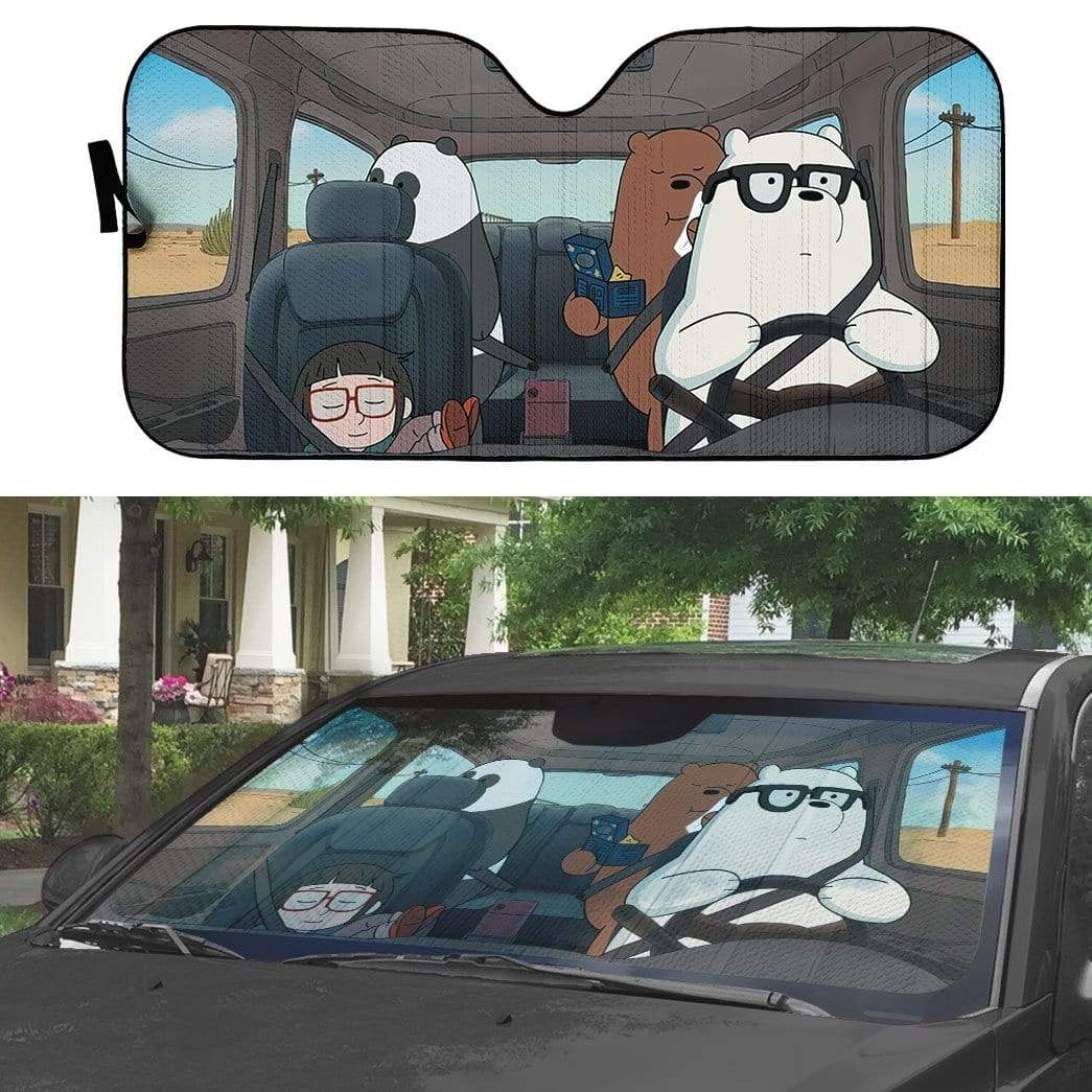  We Bare Bear Car Sun Shade Glasses Ice Bear Chloe Park Windshield Sun Shade