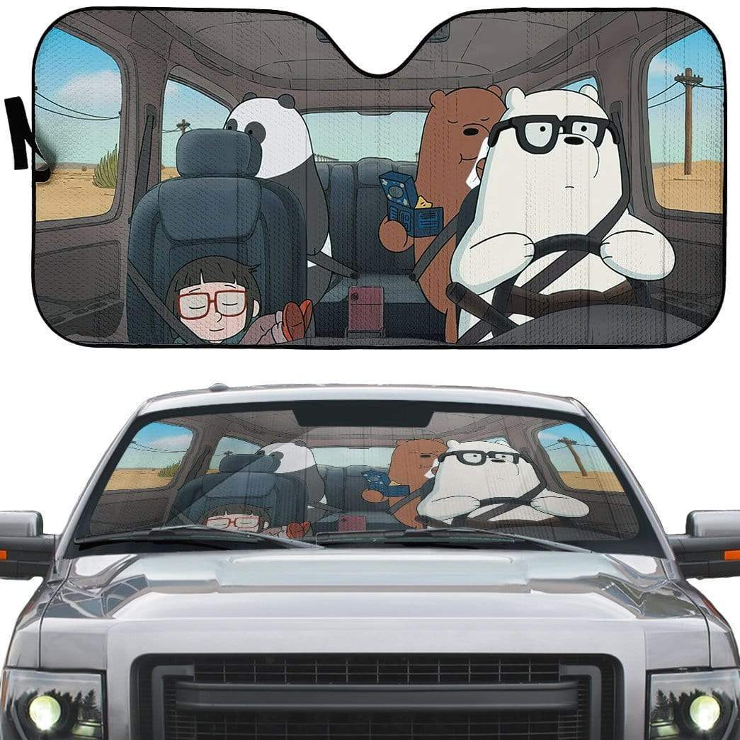  We Bare Bear Car Sun Shade Glasses Ice Bear Chloe Park Windshield Sun Shade