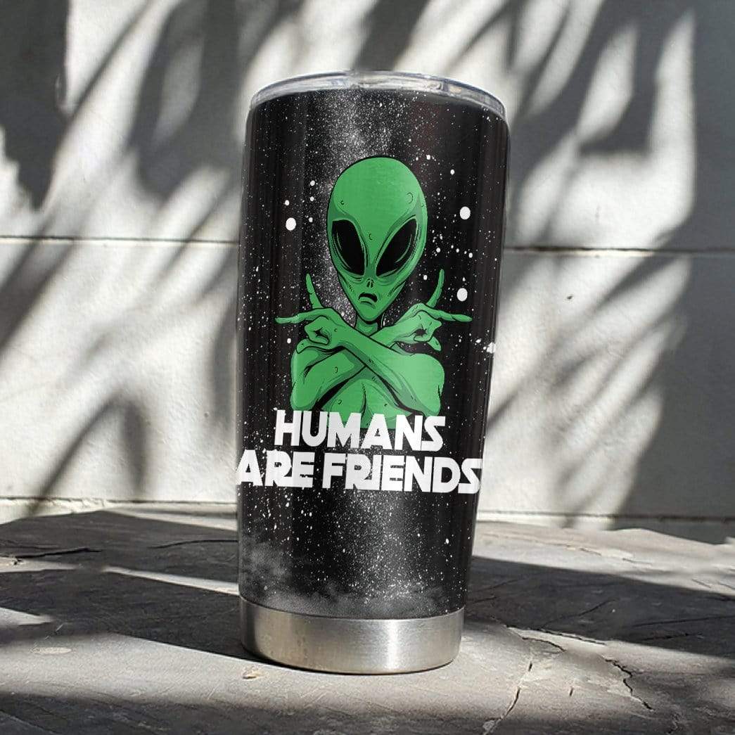 Unifinz Alien Tumbler Cup 20 oz Hello Human Human Are Friends Green Alien Black Tumbler Alien Travel Cup 2022