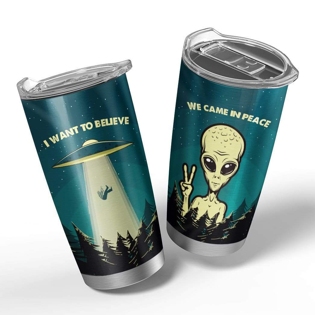 Unifinz Alien Tumbler Cup 20 oz I Want To Believe We Came In Peace Alien Tumbler LGBT Travel Cup 2022