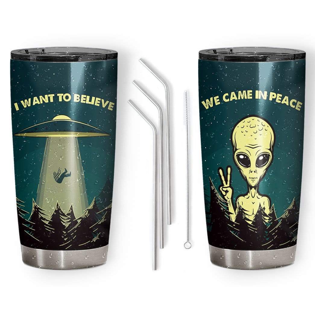 Unifinz Alien Tumbler Cup 20 oz I Want To Believe We Came In Peace Alien Tumbler LGBT Travel Cup 2022