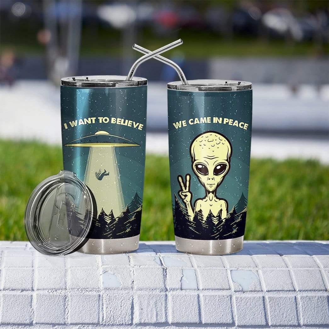 Unifinz Alien Tumbler Cup 20 oz I Want To Believe We Came In Peace Alien Tumbler LGBT Travel Cup 2022