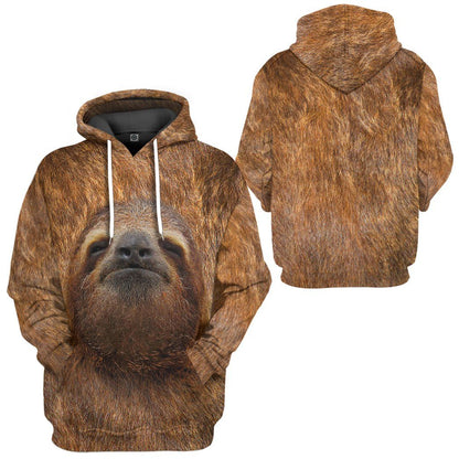  Sloth T-shirt Sloth Face Fur Custome Brown T-shirt Hoodie Adult Full Print