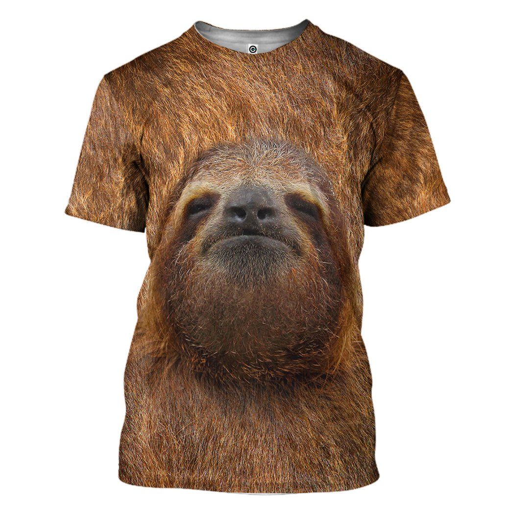  Sloth T-shirt Sloth Face Fur Custome Brown T-shirt Hoodie Adult Full Print