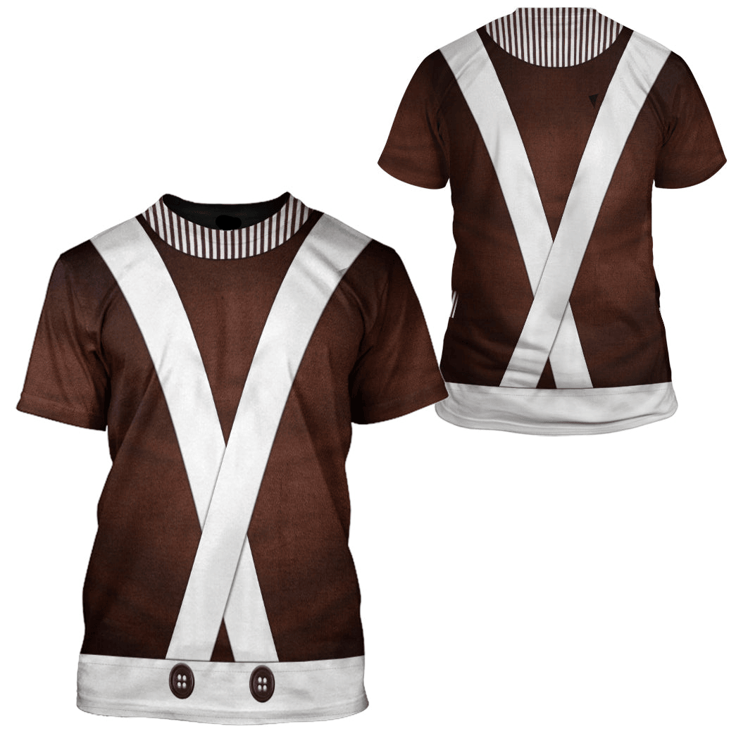 Willy Wonka Hoodie Willy Wonka Oompa Loompa Costume T-shirt Brown Unisex