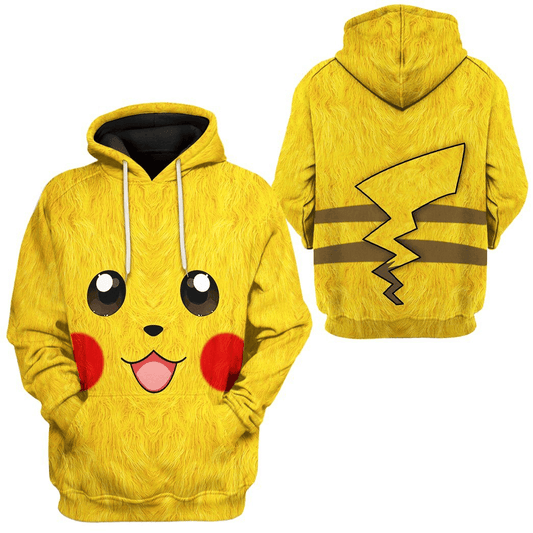 PKM Hoodie Pikachu PKM Cosplay T-shirt Sweatshirt Yellow Unisex Adults New Release