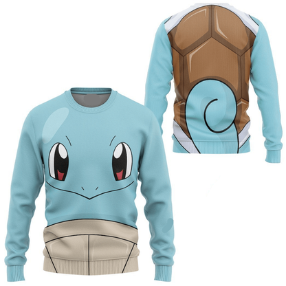 PKM Hoodie Squirtle PKM Cosplay Costume T-shirt Sweatshirt Blue Unisex Adults New Release