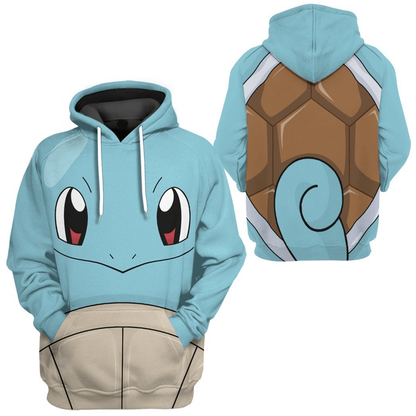 PKM Hoodie Squirtle PKM Cosplay Costume T-shirt Sweatshirt Blue Unisex Adults New Release