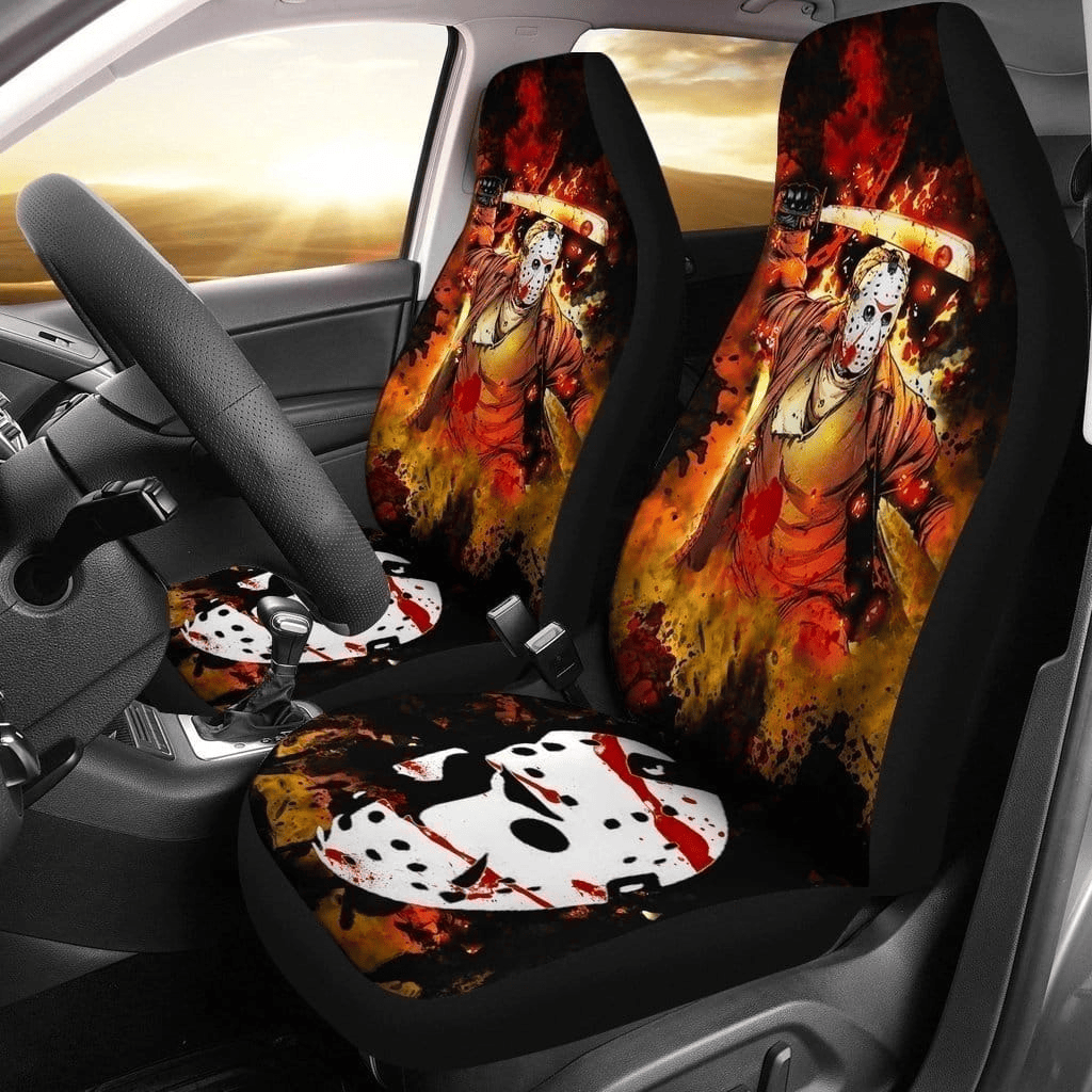 Jason Voorhees Car Seat Covers Jason Voorhees Flaming Fire Seat Covers ...