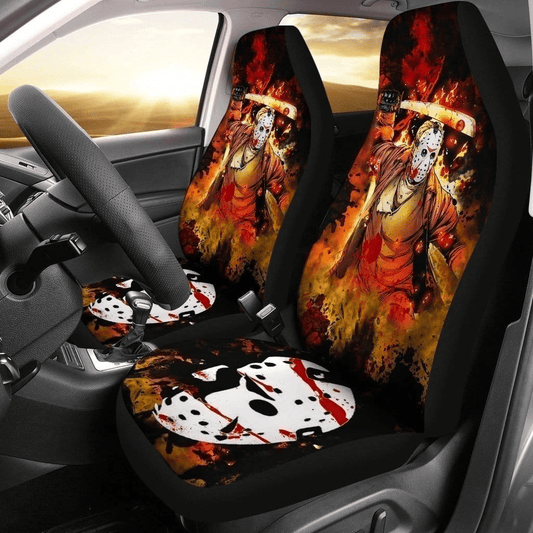 Jason Voorhees Car Seat Covers Jason Voorhees Flaming Fire Seat Covers