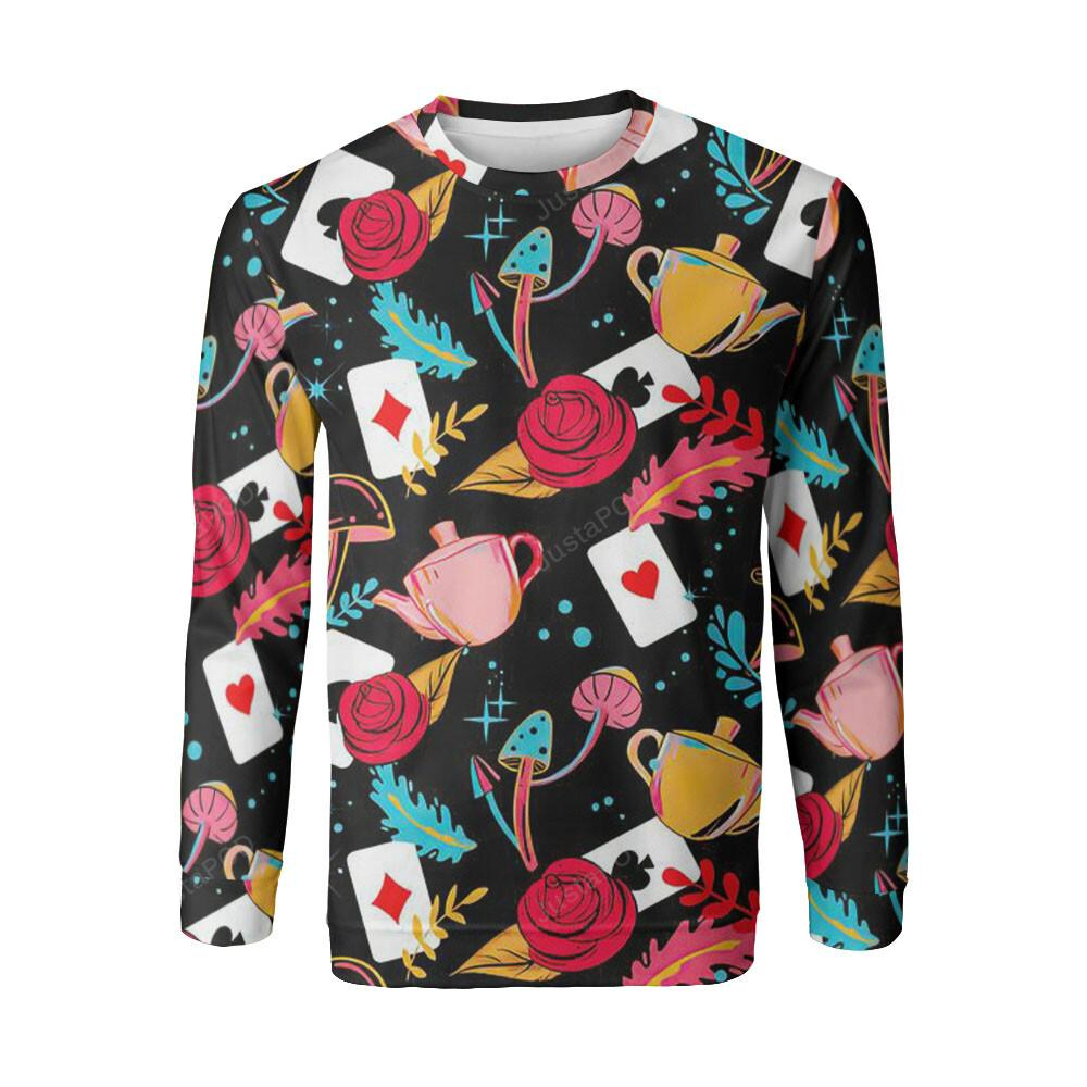 Alice In Wonderland Sweatshirt Alice In Wonderland Pattern Sweatshirt Colorful Unisex