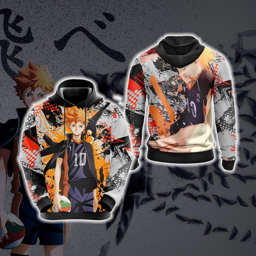  Haikyuu Hoodie Hinata Shoyo Cool Black White Hoodie Anime Hoodie Adult Full Print Colorful