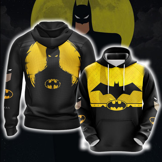 Batman Hoodie Batman Silhouette Black Yellow Hoodie