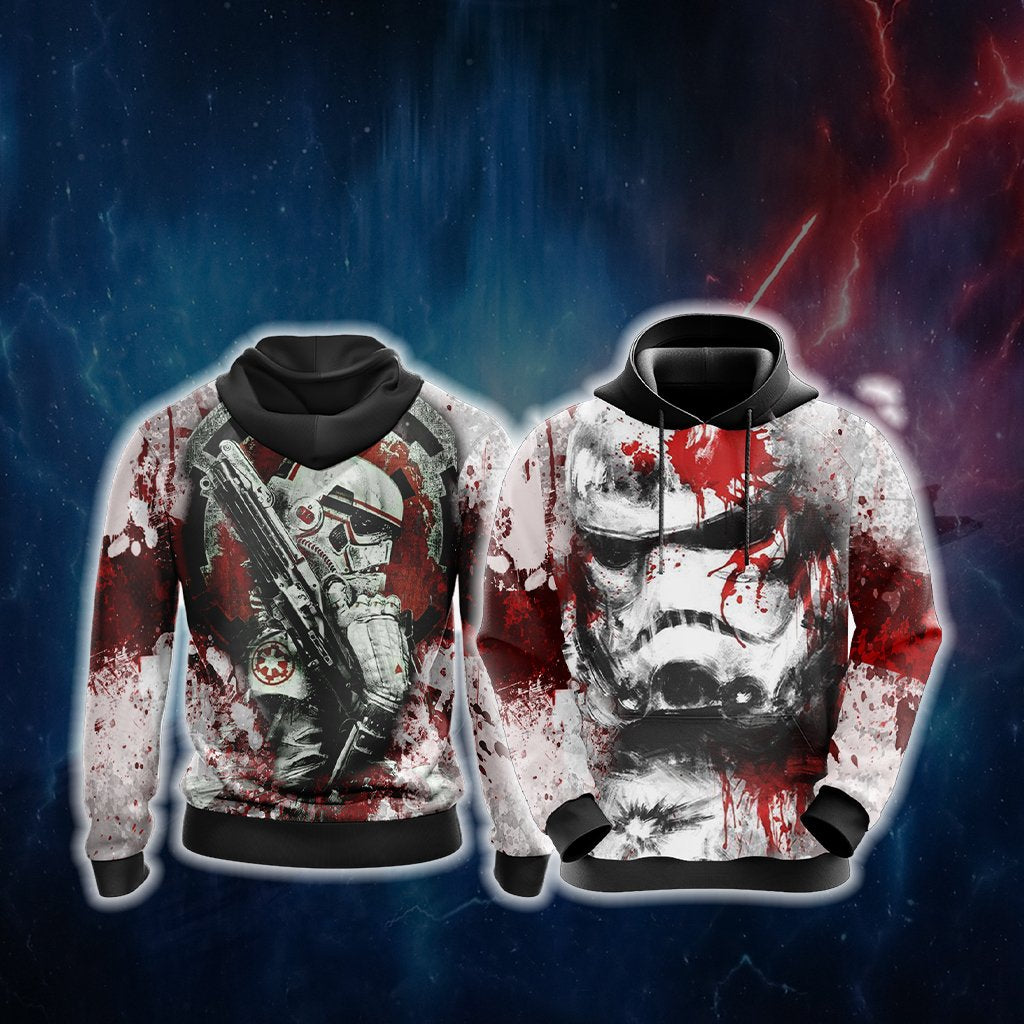  SW Hoodie Stormtrooper Splatter Color White Red Hoodie Apparel For SW Fan Adult Unisex Full Print