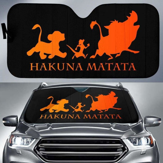 DN Car Sun Shade Hakuna Matata Lion King Black Windshield Sun Shade