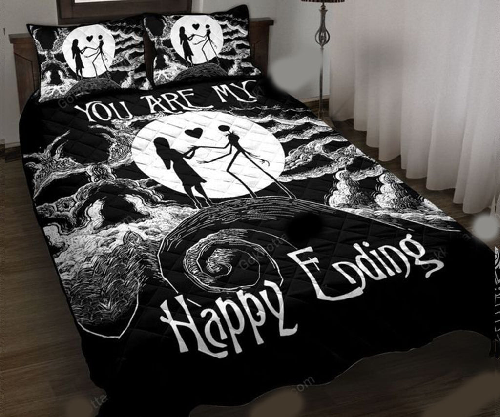 TNBC Bedding Set You Are My Happy Ending Duvet Covers Black White Unique Gift