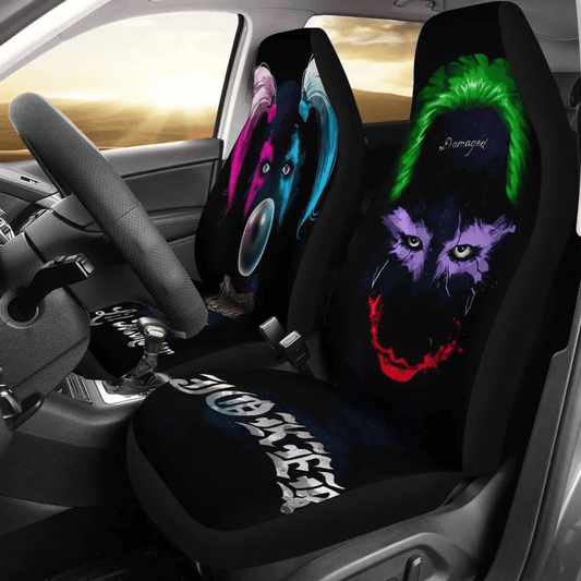 Joker Harley Quinn Car Seat Covers Joker And Harley Quinn Scary Faces Seat Covers