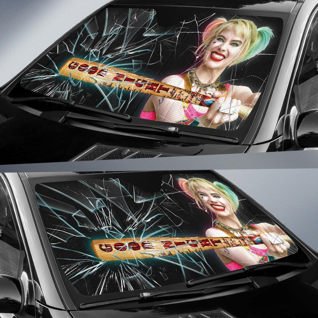  DC Harley Quinn Windshield Sun Shade Harley Quinn Breaking Glass Car Sun Shade