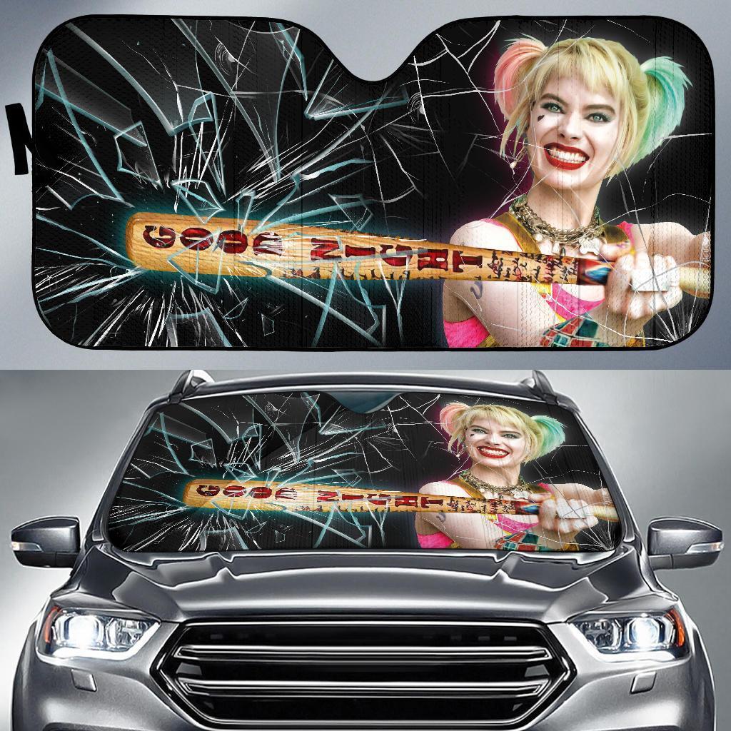  DC Harley Quinn Windshield Sun Shade Harley Quinn Breaking Glass Car Sun Shade