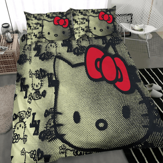 Hello Kitty Bedding Set Hello Kitty Graphic And Pattern Duvet Covers Black Unique Gift