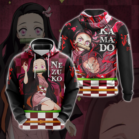 Demon Slayer T-shirt Nezuko Kamado Black Pink Hoodie Demon Slayer Hoodie