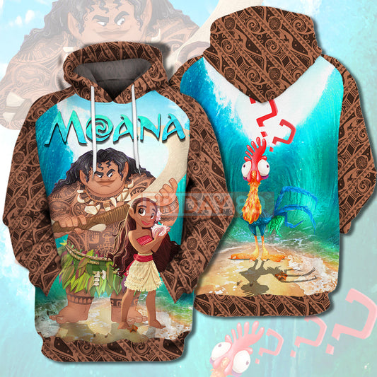 Unifinz DN T-shirt Princess Moana & Maui 3D Print T-shirt Awesome DN Moana Hoodie Sweater Tank 2022