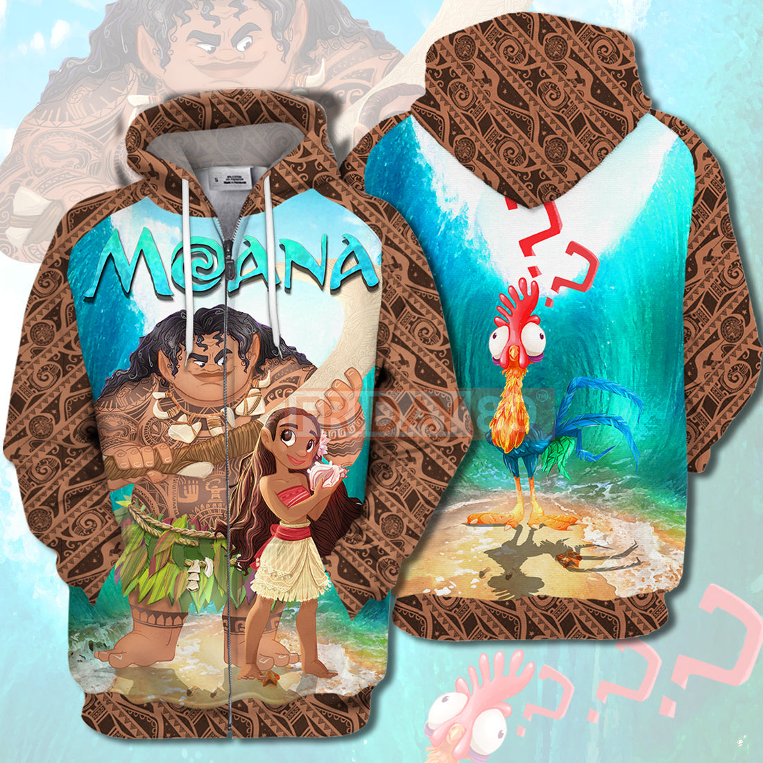 Unifinz DN T-shirt Princess Moana & Maui 3D Print T-shirt Awesome DN Moana Hoodie Sweater Tank 2023