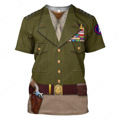  Historical T-shirt George S. Patton Costume 3d T-shirt Hoodie Adult Full Print Unisex