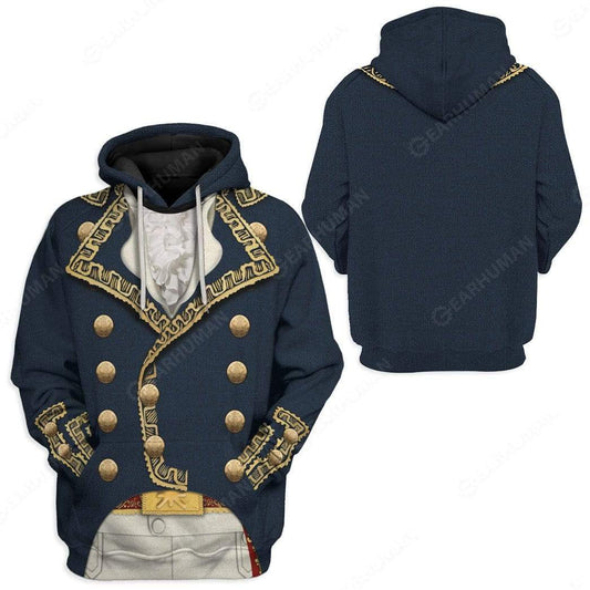  Historical T-shirt Marquis De La Fayette Costume 3d Blue T-shirt Historical Hoodie Adult Colorful Full Size