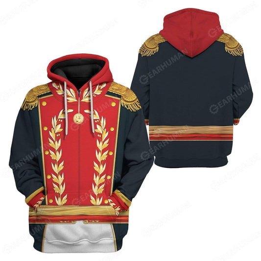  Historical Hoodie Simón Bolívar Uniform Costume 3d Red Hoodie Historical T-shirt Simón Bolívar Shirt Adult Colorful Full Print